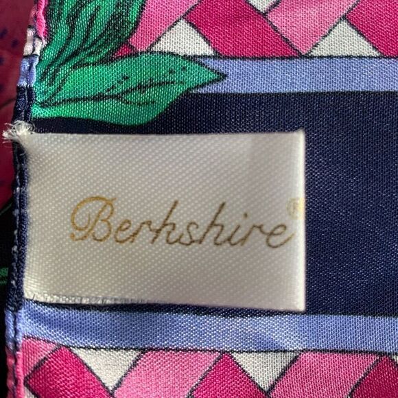 Berkshire Made in Italy Floral Scarf Sheer Bright Pink Purple Green Polyester - Picture 7 of 9